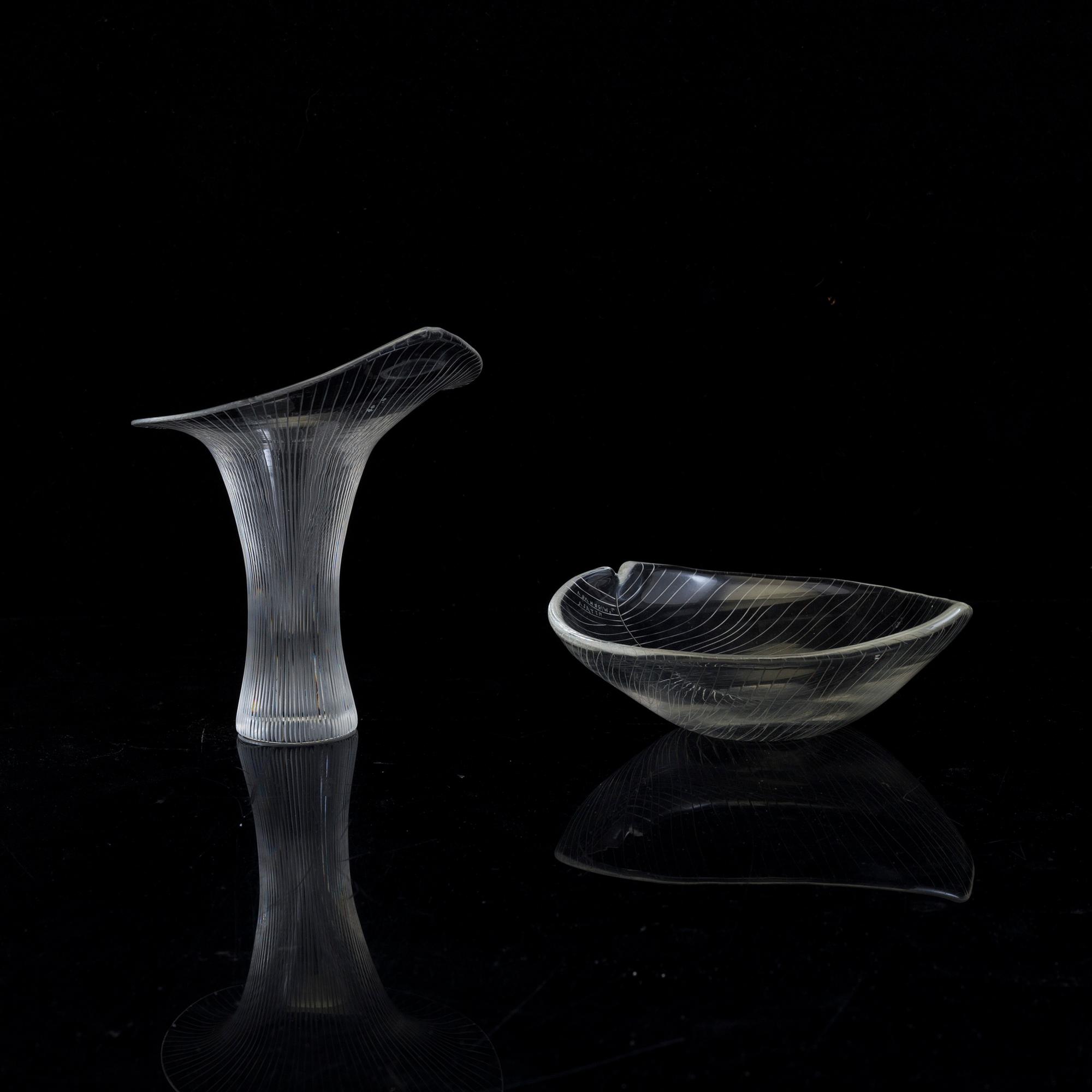 K*A様 タピオ・ウィルカラ Wirkkala ベニーニ工房 Bolle ベース TAPIO WIRKKALA, a 'Kantarell' glass vase and a bowl, signed