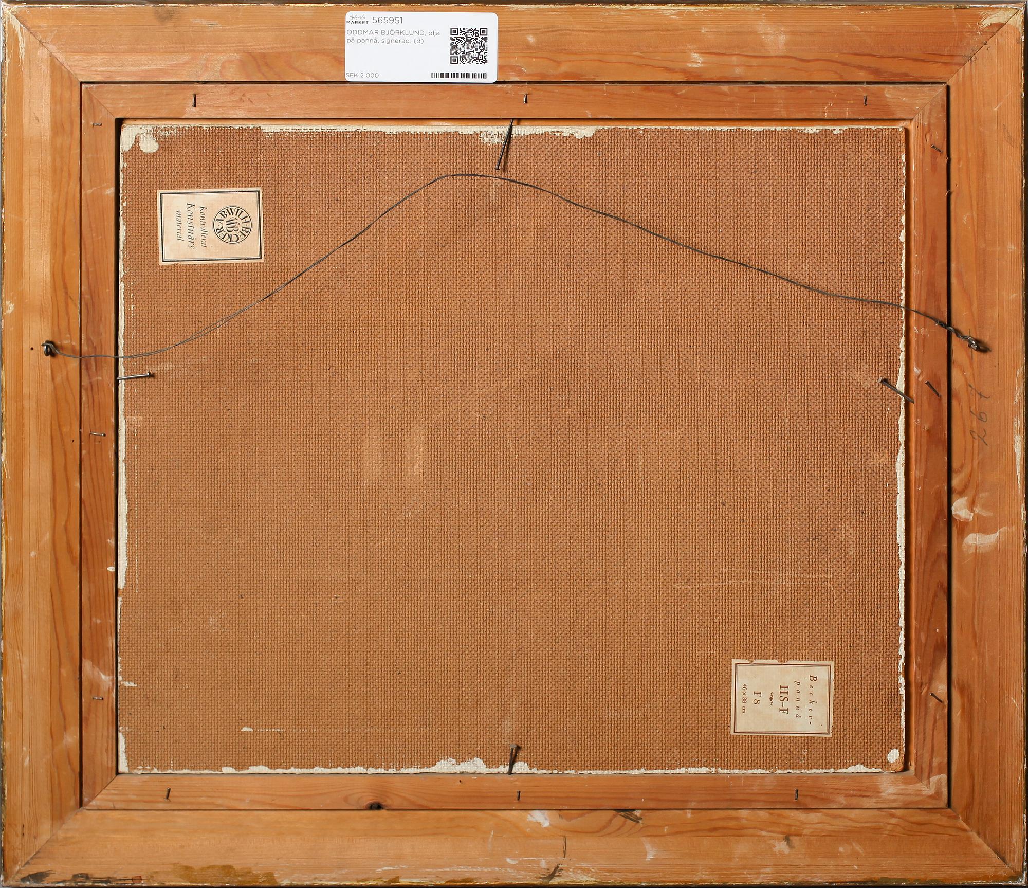 ODDMAR BJÖRKLUND, olja på pannå, signerad.