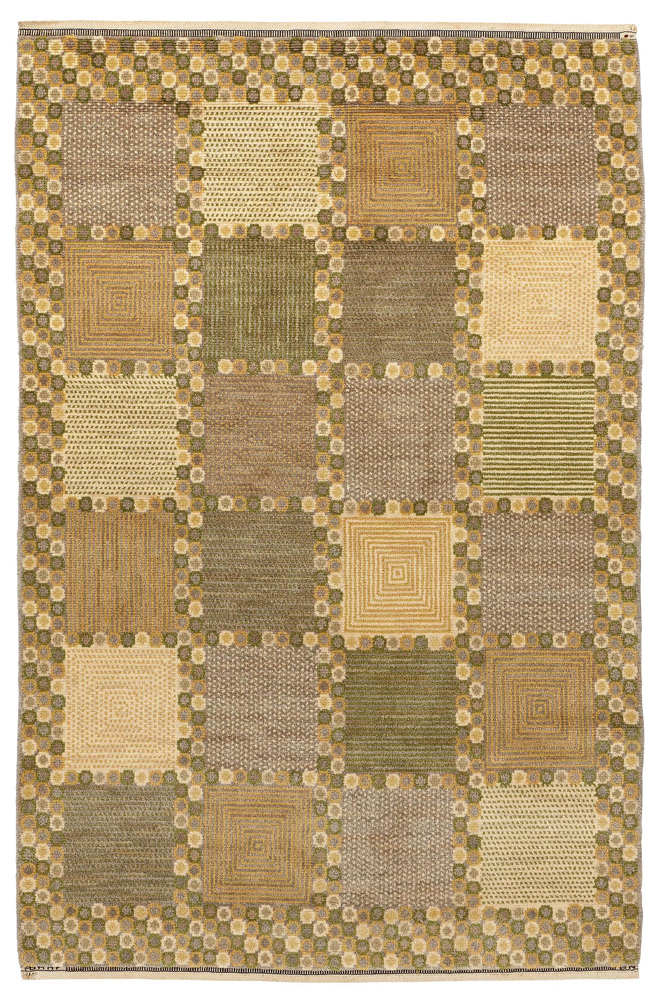 Barbro Nilsson, A CARPET, "Gråingen" probably, knotted pile, ca 223 x 144,5 cm, signed AB MMF BN.