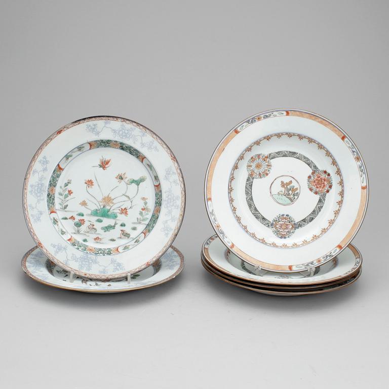 TALLRIKAR, 4+2 st, porslin, Kina 1700-tal.