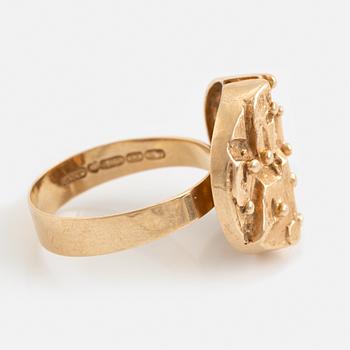 Ring, 14K guld. Tammen kulta, Åbo 1971.