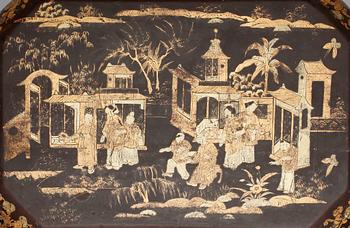 SCHATULL, lackerat trä. Qing dynastin, 1800-tal.