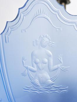 Edward Hald, a Swedish Grace ceiling lamp, Orrefors, 1920s.