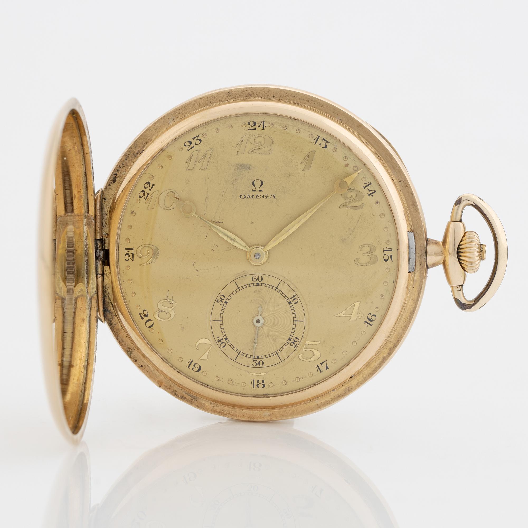 Omega, dress pocket watch, hunter, 48 mm.