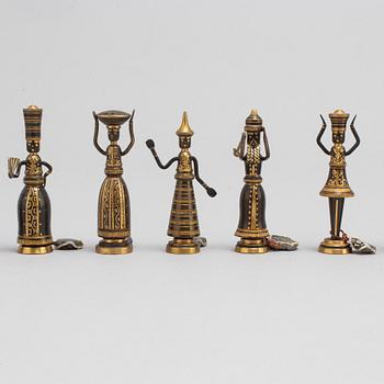 HANS TEPPICH, a set of 16 chess pieces/ biblical miniatures, Israel, 1950's-60's.