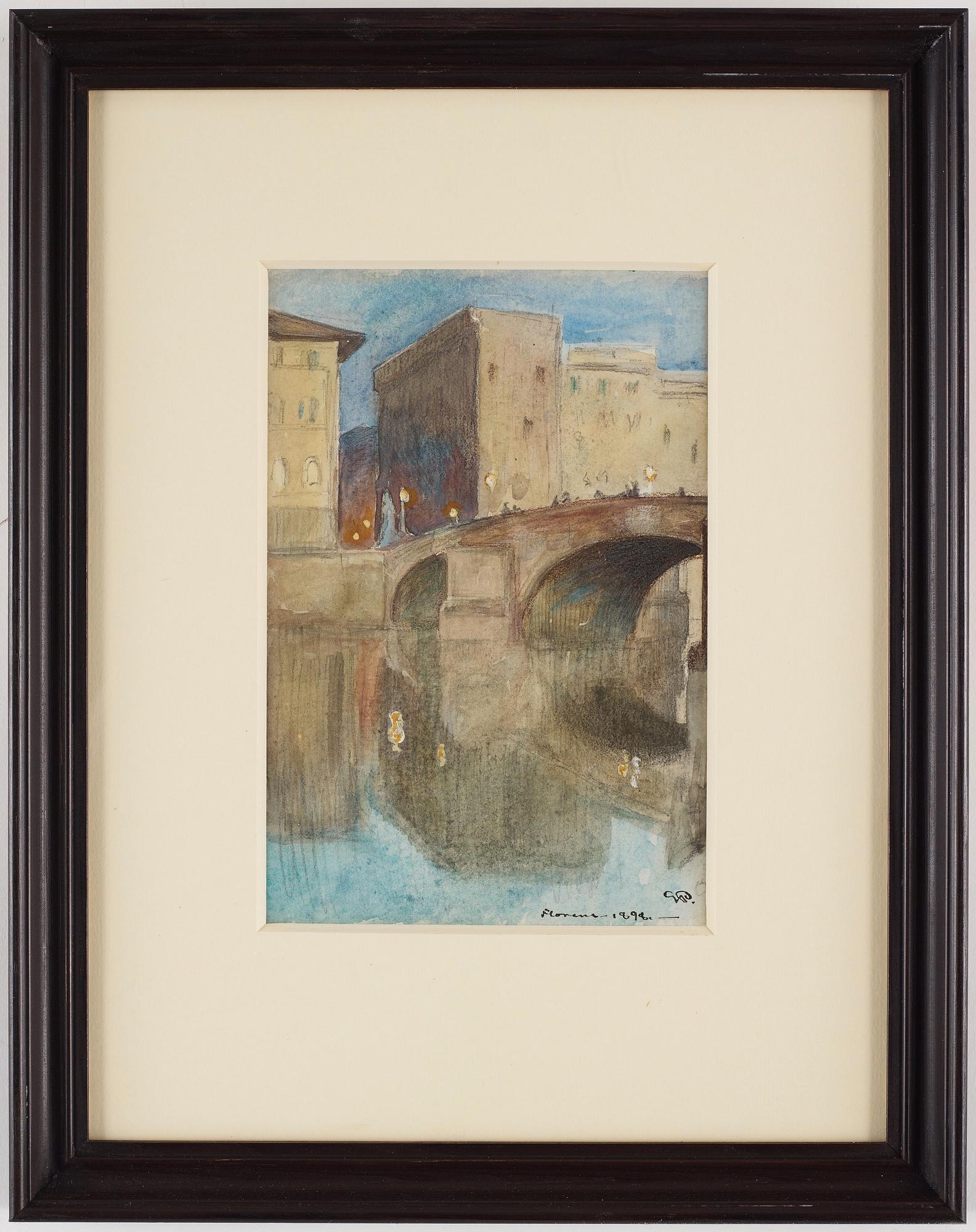 Georg Pauli, Ponte Santa Trinita, Florens, skymning.