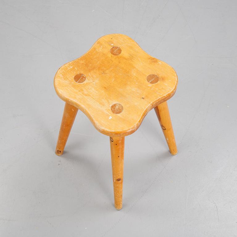 A pinewood stool, mid 20th Century.
