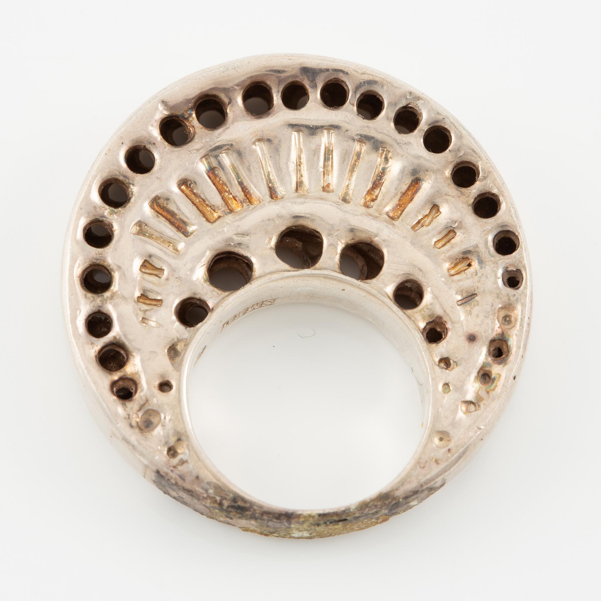 Lars Arby, five rings in sterling silver, Gothenburg 1963, 1966, 1967 and 1972.