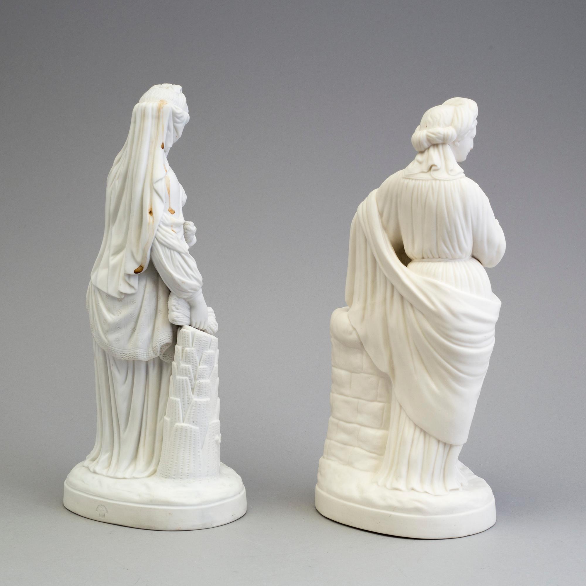 TWO PARIAN FIGURES, one marked Gustafsberg.