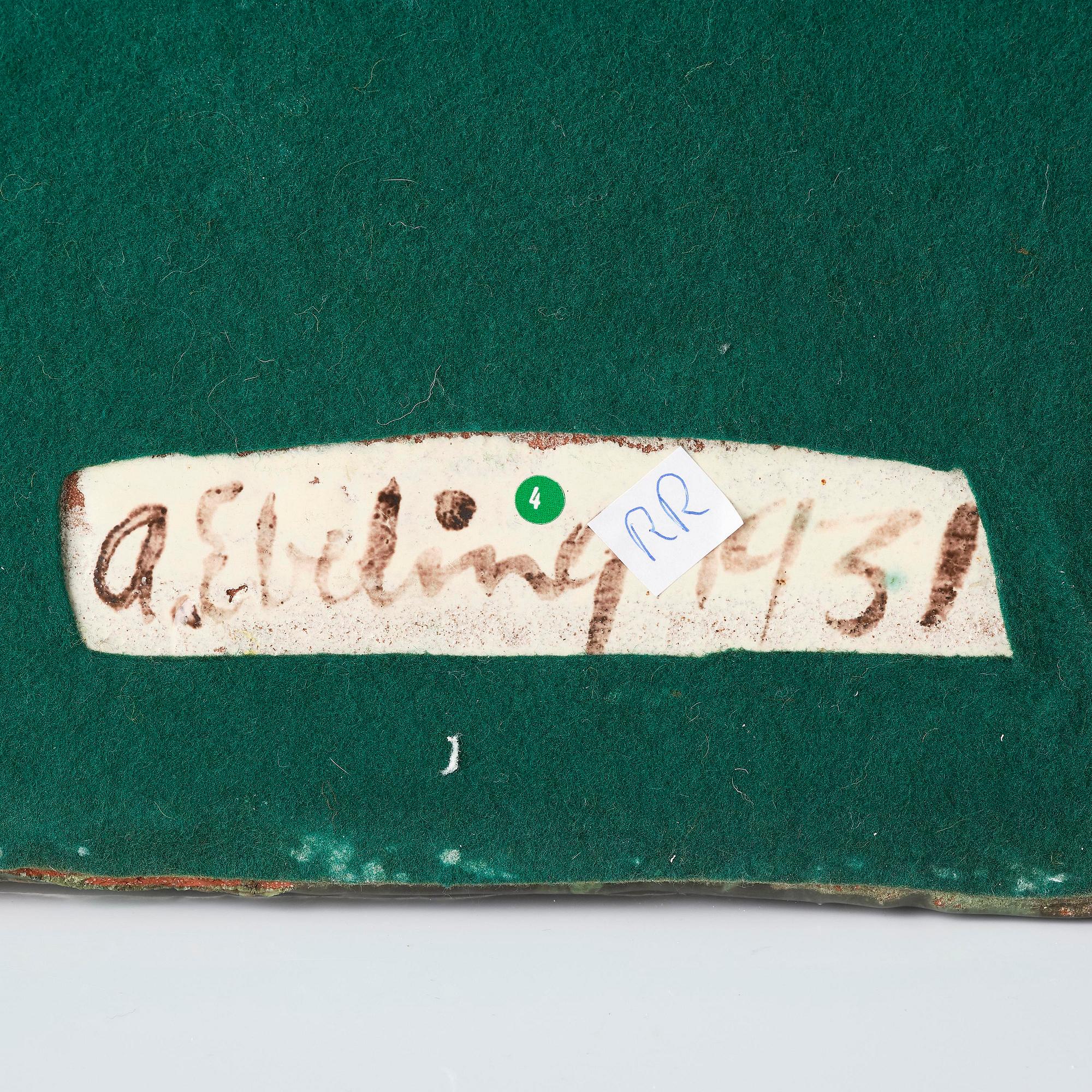 Allan Ebeling, a glazed ceramic sculpture of an elephant, Torshälla 1931.