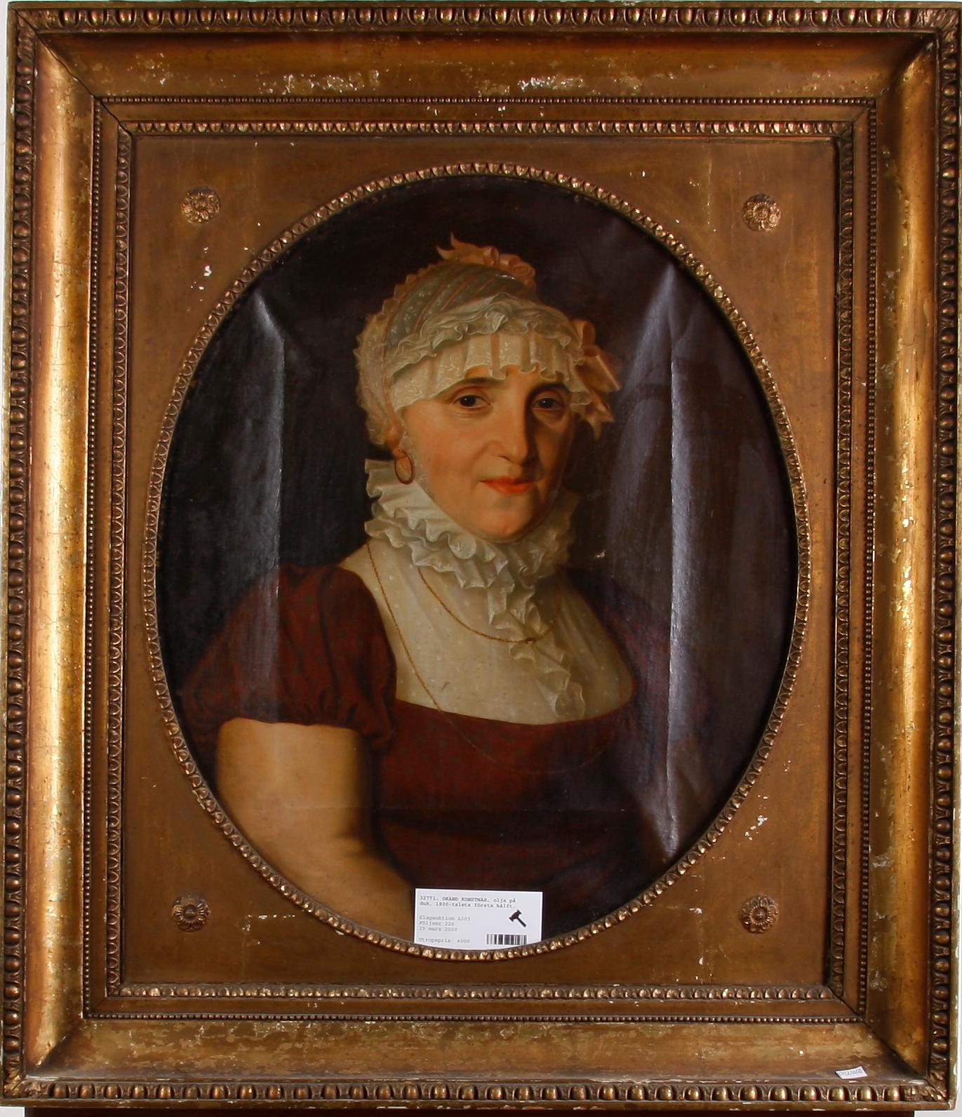 OKÄND KONSTNÄR, olja på duk, 1800-talets första hälft.