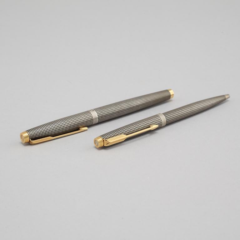 A sterling silver fountain pen and ball point pen by Parker, second half of the 20th century.
