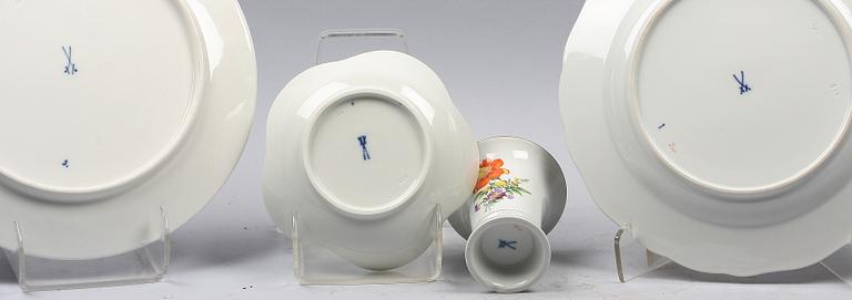 PARTI MEISSEN, 4 delar, porslin. 1900-tal.
