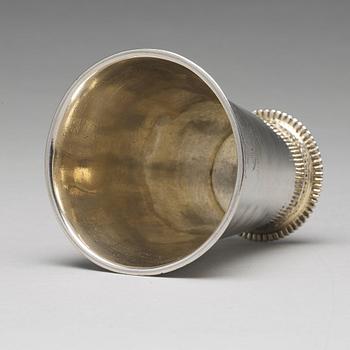 A Swedish early 18th century parcel-gilt silver beaker, mark of Johan Lund, Stockholm 1701.