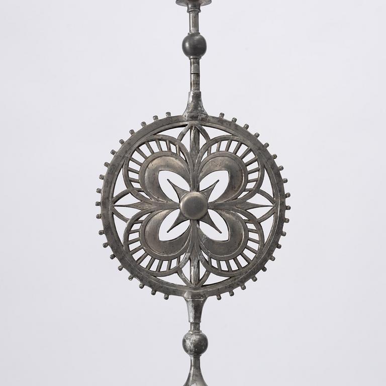 Ferdinand Boberg, a pewter chandelier, Santessons Tenngjuteri, Stockholm 1904.