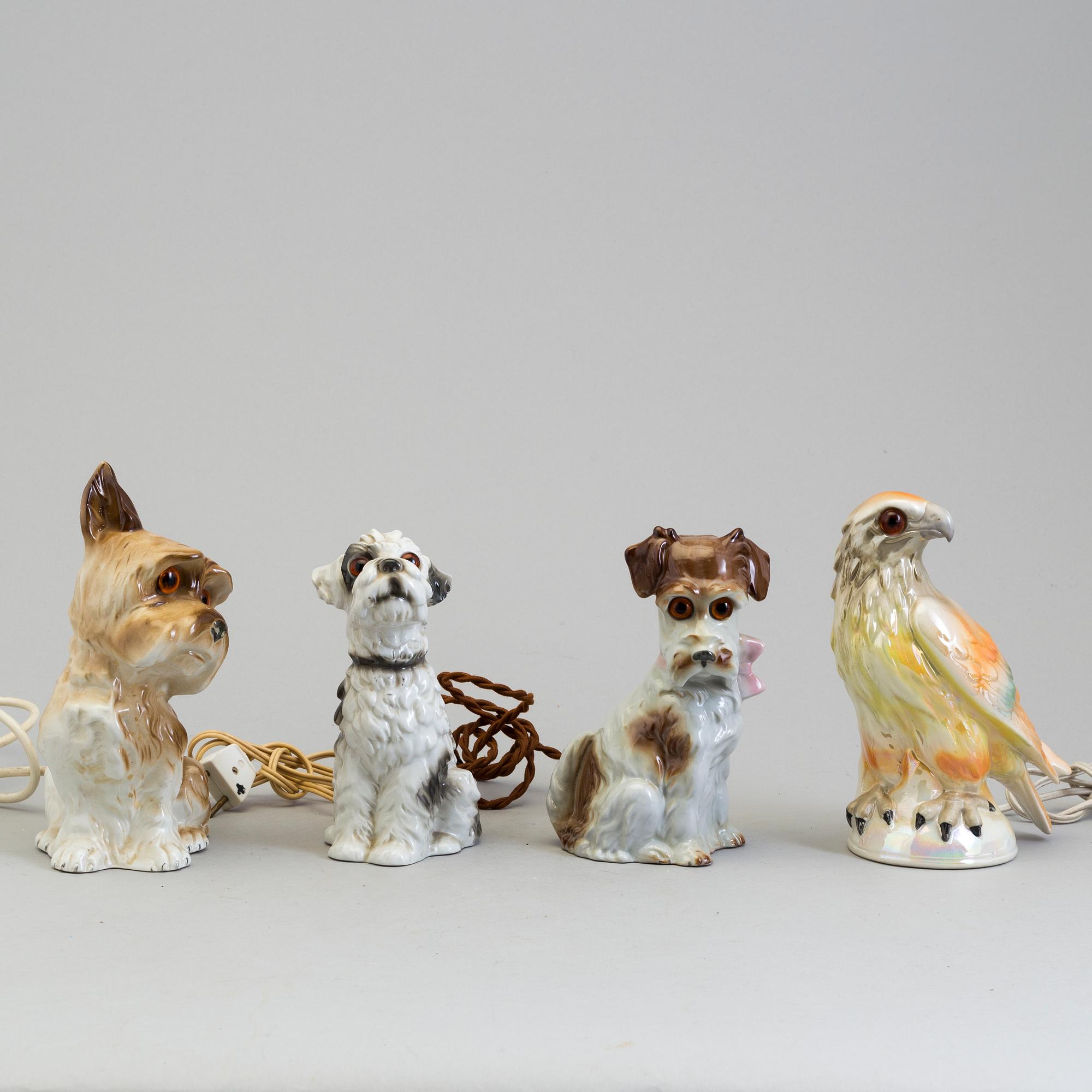 OZONLAMPOR, fyra stycken, porslin. Danmark, omkring 1900-talets mitt.