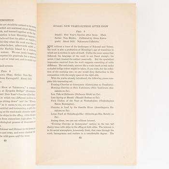 A Japanese book 'Hirosige', The Ukiyoye Primitives by Yone Noguchi, one volume. Tokyo, 1934.