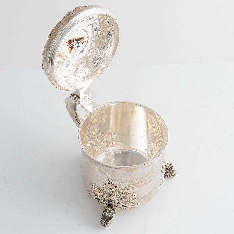 David Andersen, dryckeskanna, silver, Norge, 1900-tal. Barockstil.