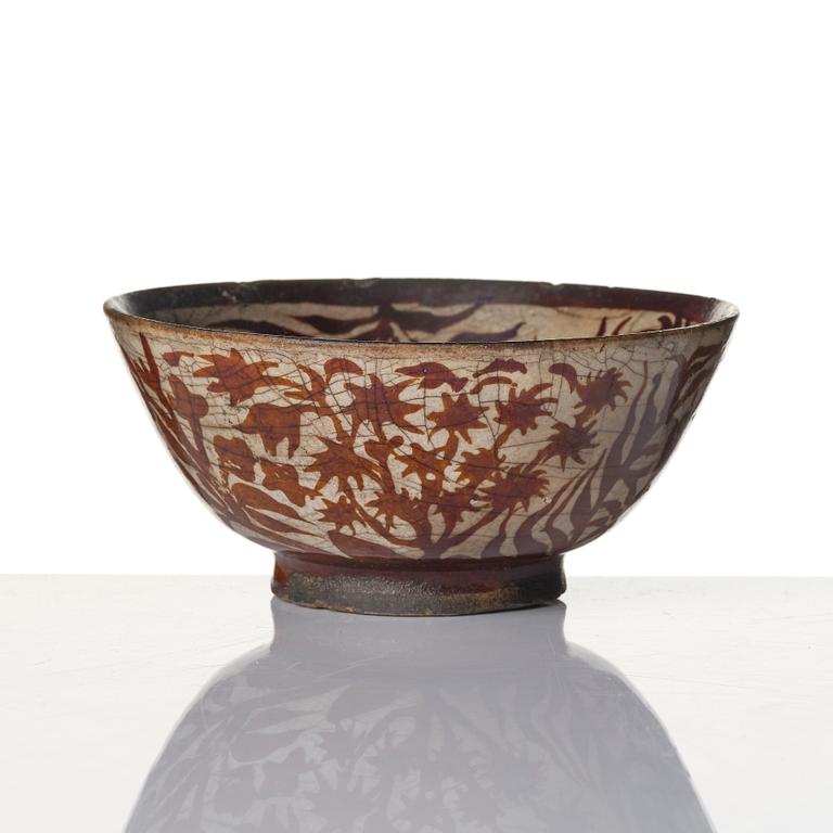 Skål, glaserat lergods, Safavid stil.