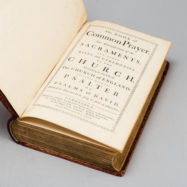 A first edition of The Book of Common Prayer" printed by John Baskerville 1760.