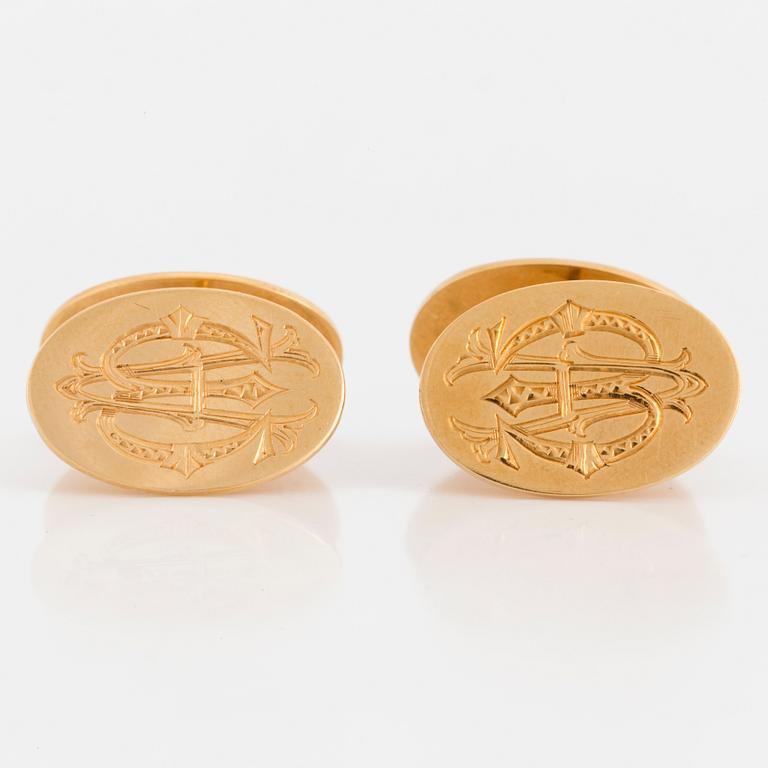 A pair of cufflinks, 18K gold, with monogram.