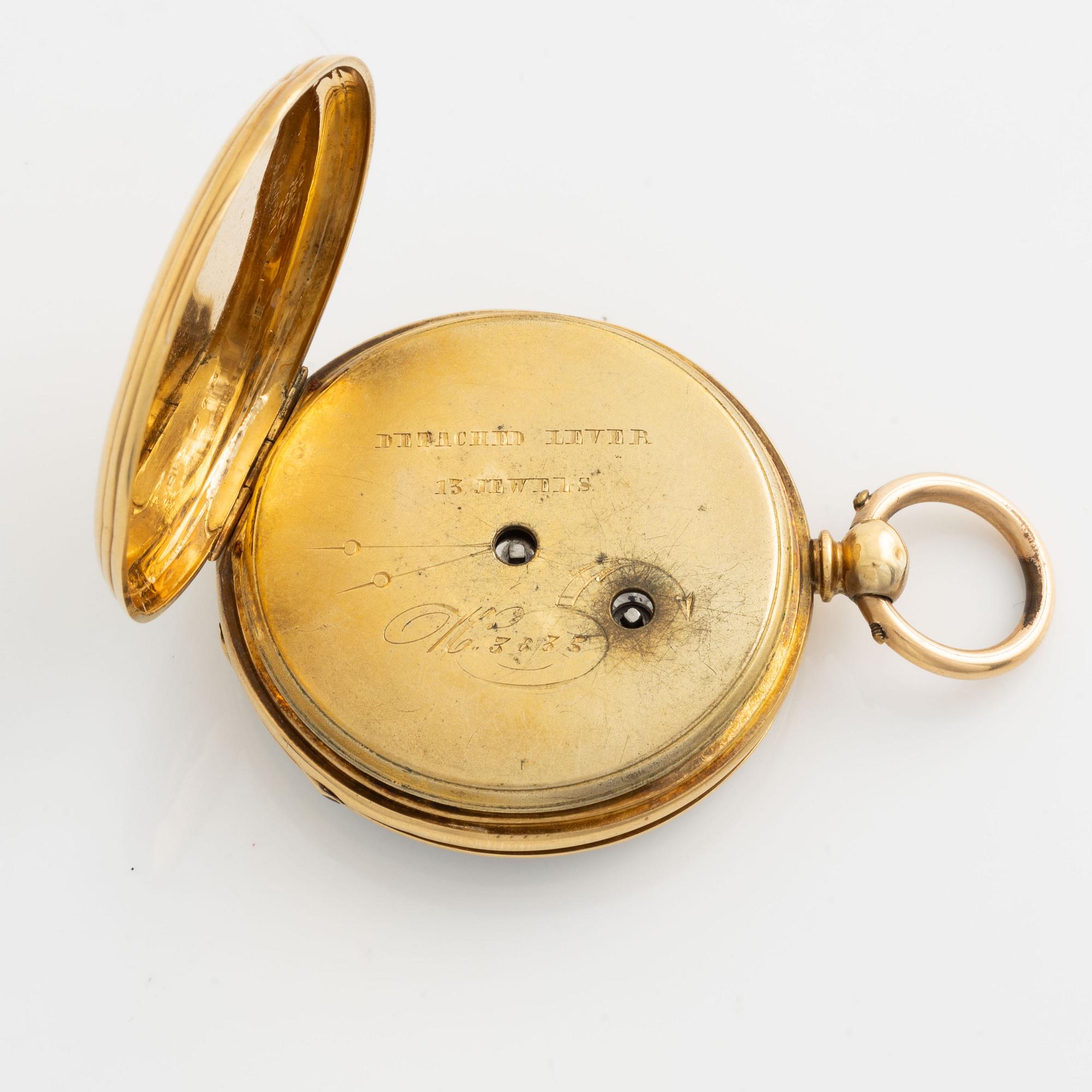 Pocket watches, 2 pcs, 14K/18K gold with Chatelaine.
