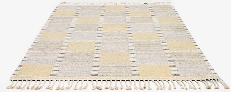 Barbro Nilsson, a carpet, 'Falurutan gul S', flat weave, c. 200 x 150 cm, signed AB MMF BN.