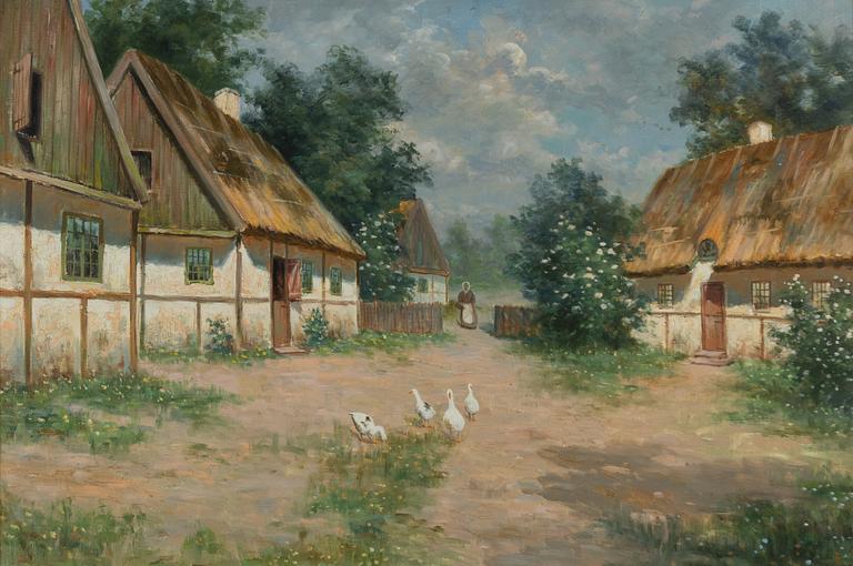 Frans Wilhelm Odelmark, Skåne farm with ducks.