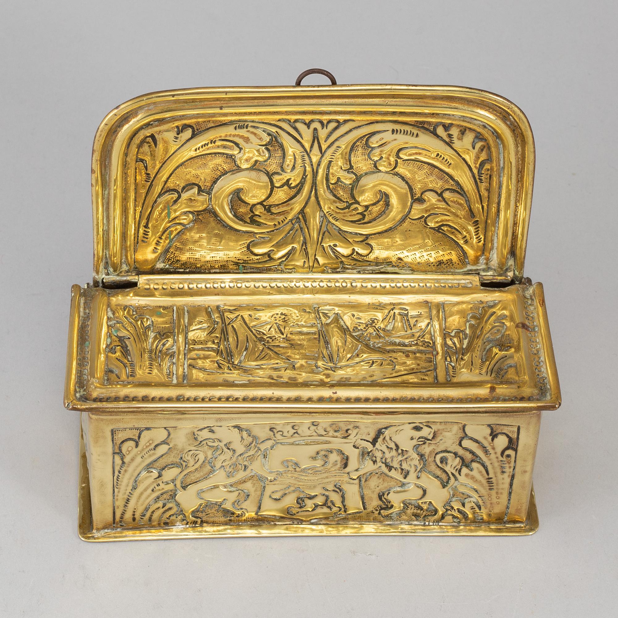 A 19th century brass wall box.
