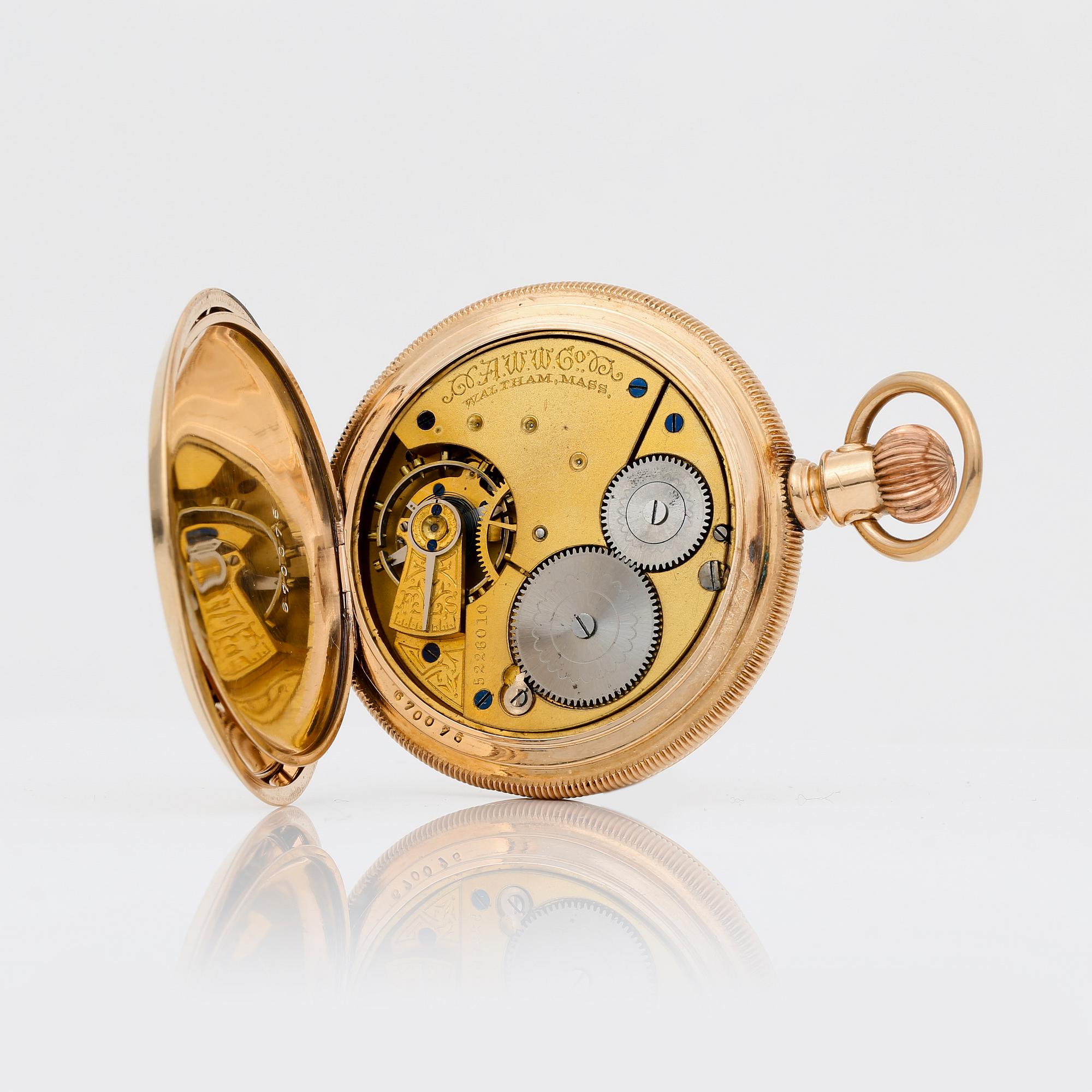 FICKUR, 14 K guld, Waltham, USA, omkr år 1900.