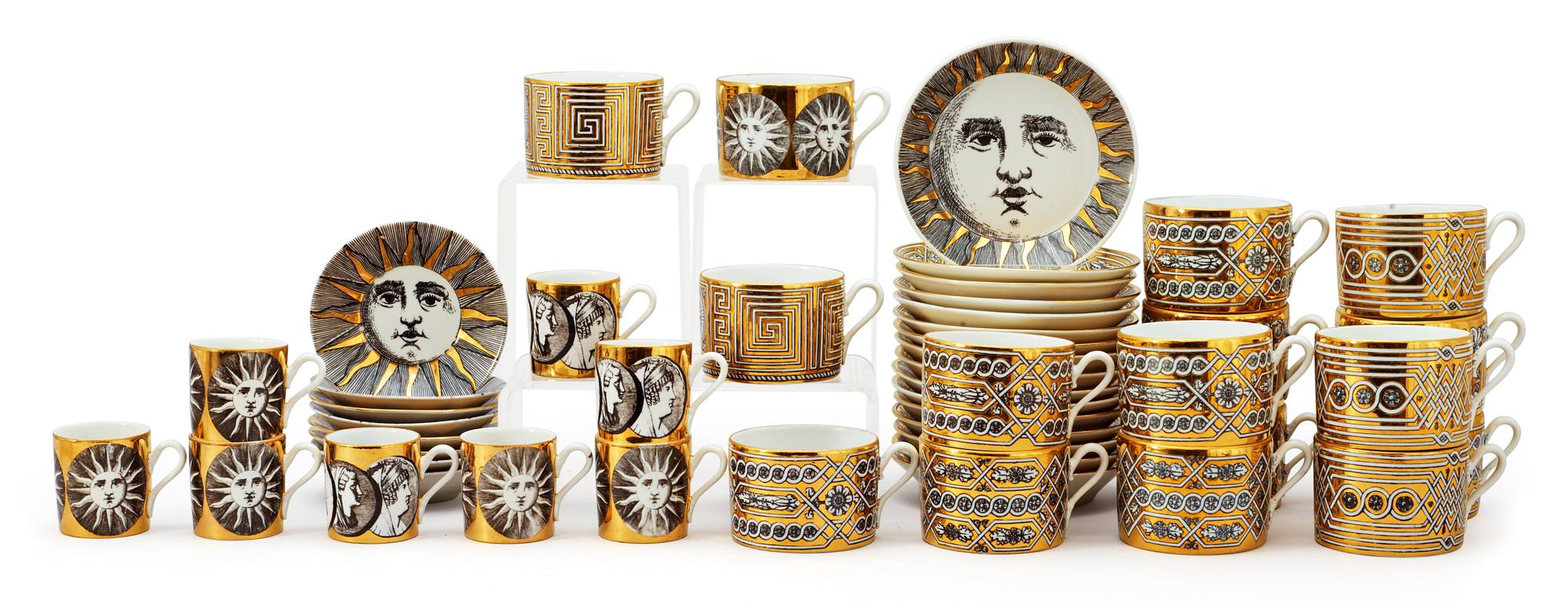 PIERO FORNASETTI, kaffekoppar 16 st, espressokoppar, 8 st, Milano Italien.