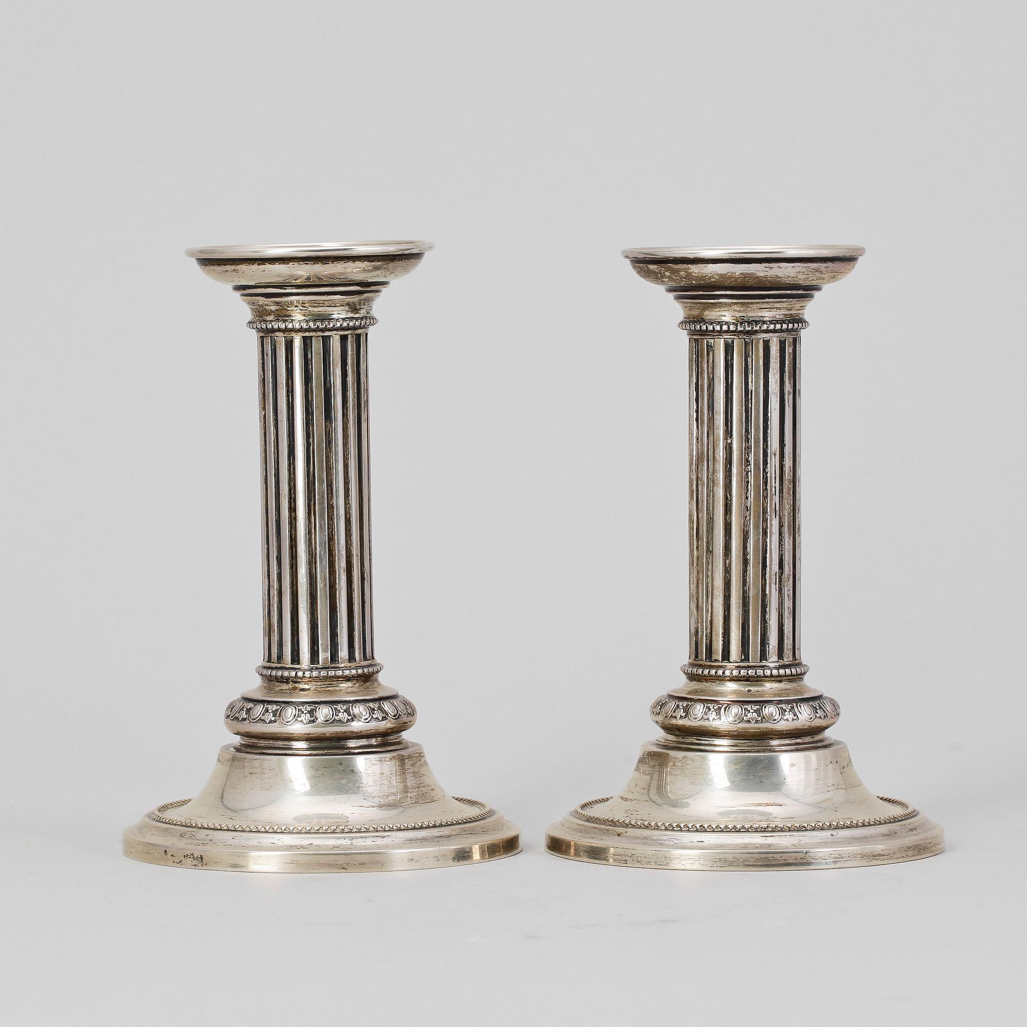 LJUSSTAKAR, ett par, silver, ABH, Stockholm, 1909.