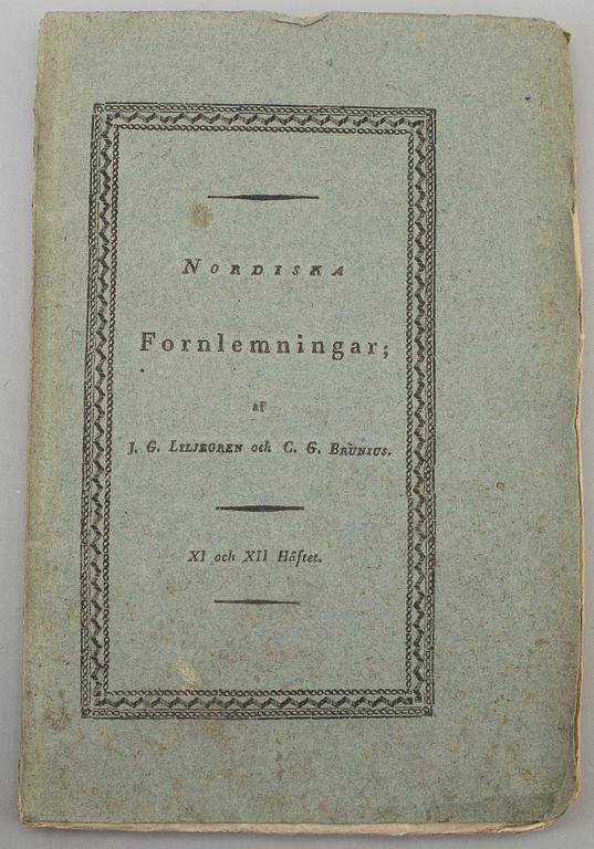 A book, J. G. Liljegren / C. G. Brunius: Nordiska fornlemningar. 1-2.