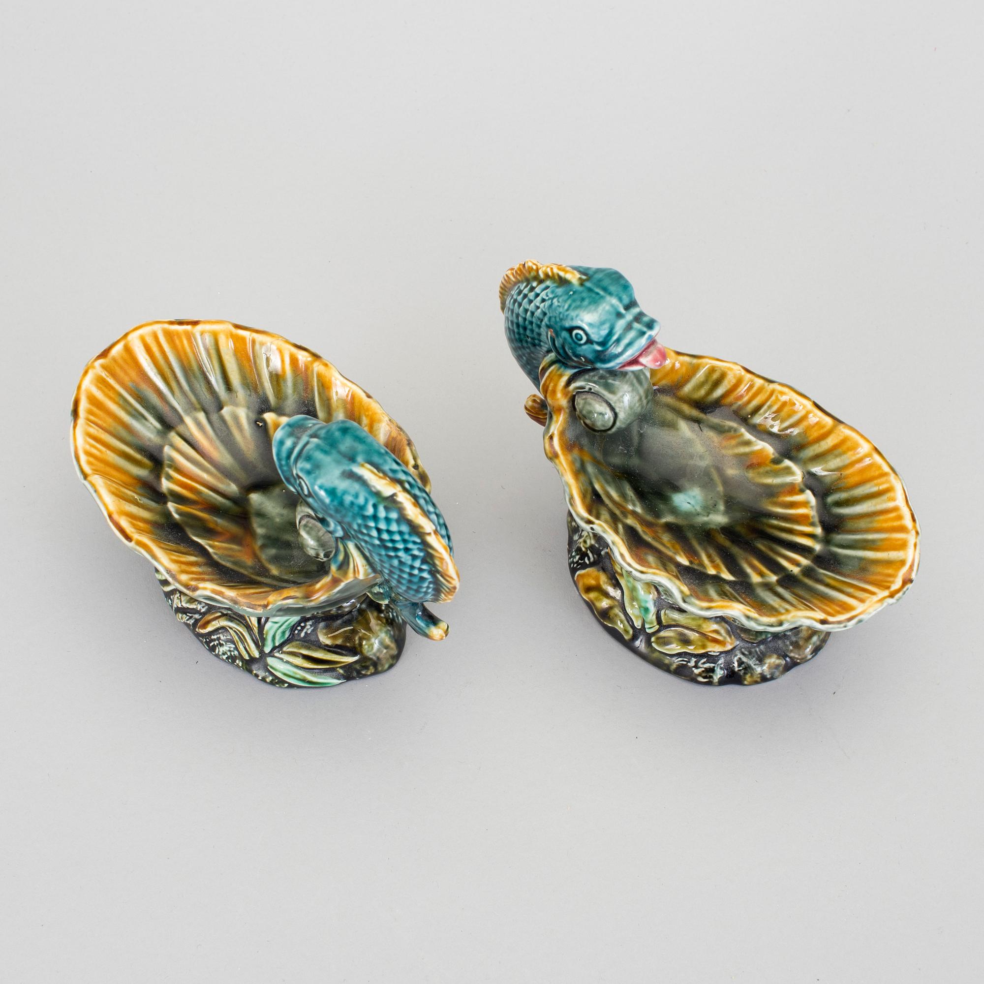 a pair of Jugend maiolica salt cellars by Rörstrand.