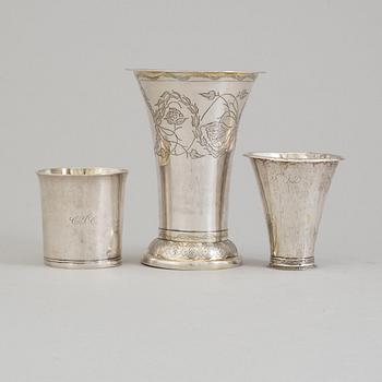 THREE SWEDISH SILVER BEAKERS, 18th/19th century.