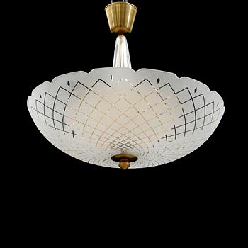 TAKLAMPA, glas, Orrefors, 1900-talets mitt. Höjd ca 50 cm.