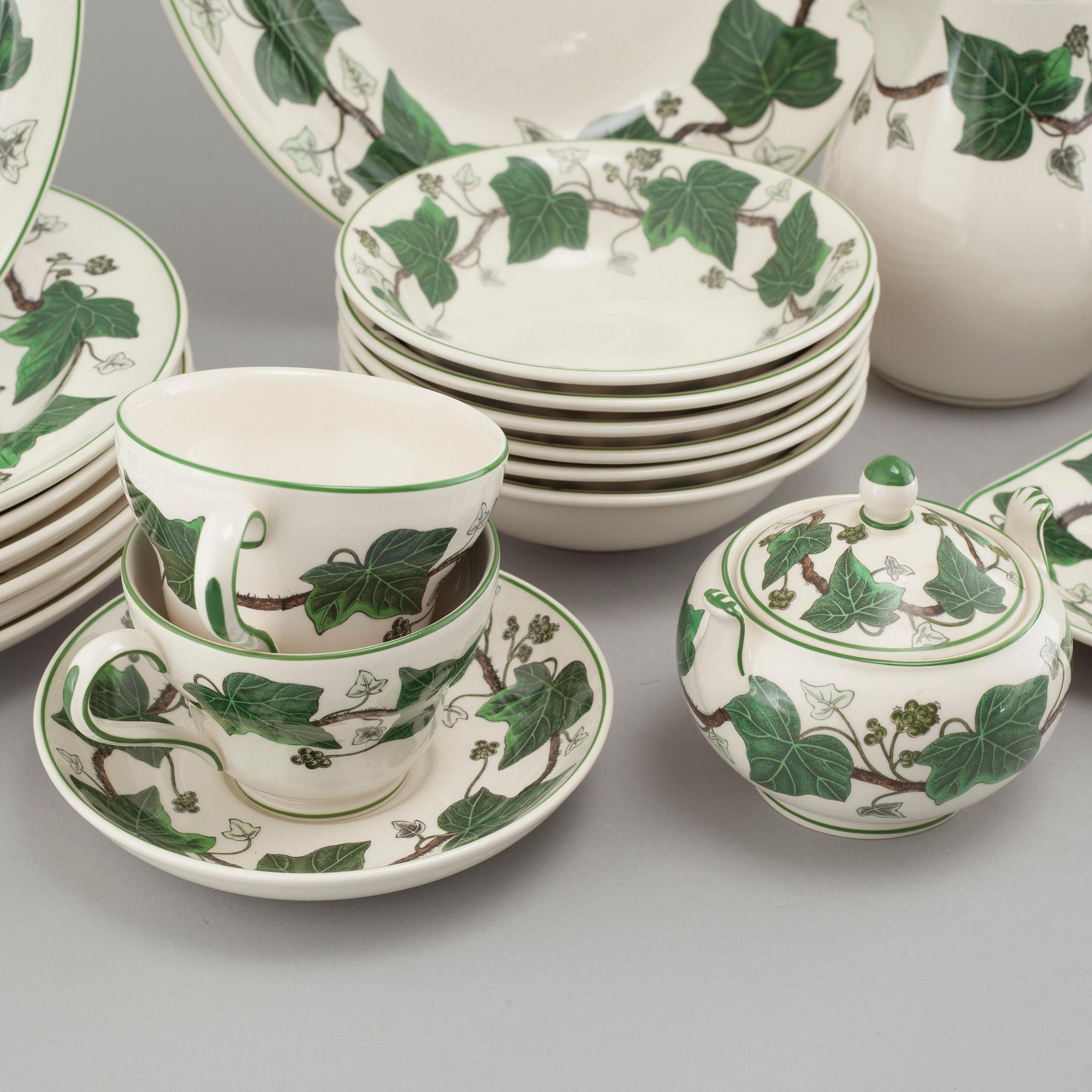 A coffee and dinner tableware set of 51 pcs, "Napoleon ivy" by Wedgewood, from the second half of the 20th century.