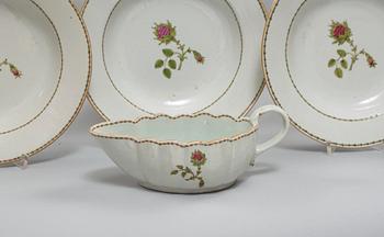 An export porcelain famille rose part dinner service, Qing dynasty, Jiaqing (1796-1820).