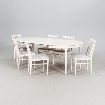 Carl Malmsten, matbord samt stolar 6 st "Herrgården" Bodafors senare delen av 1900-talet.