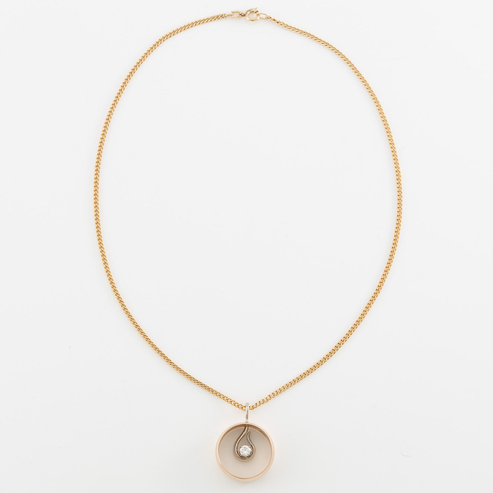 Pendant, 18K gold with brilliant-cut diamond.