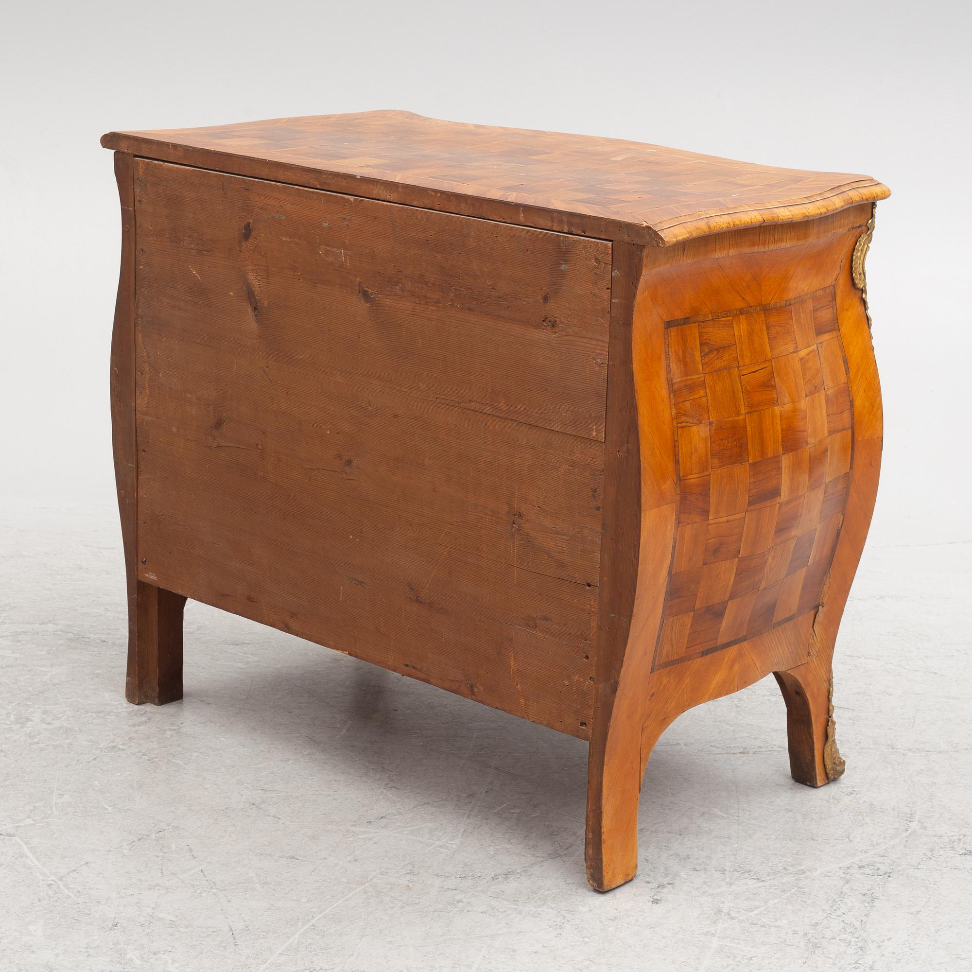 A Swedish rococo parquetry commode, later part 18th century.
