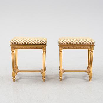 A pair of Gustavian style stools, second half of the 20th Century.