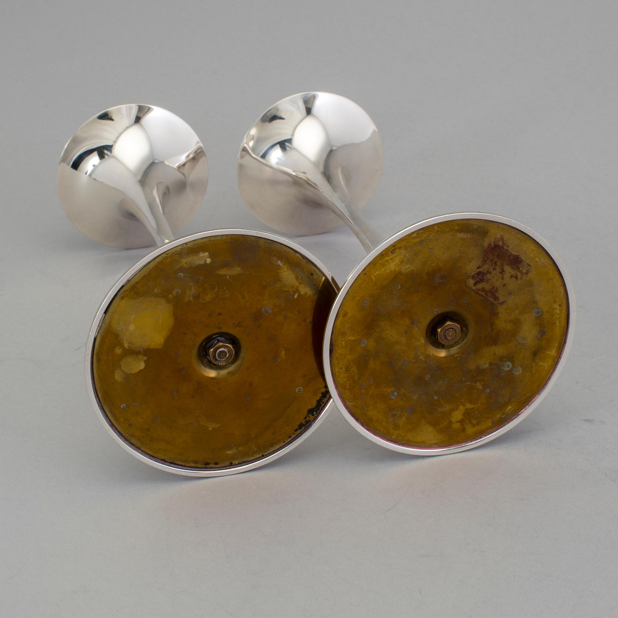 TAPIO WIRKKALA, ljusstakar, ett par, sterling, Kultakeskus, Finland 1972.