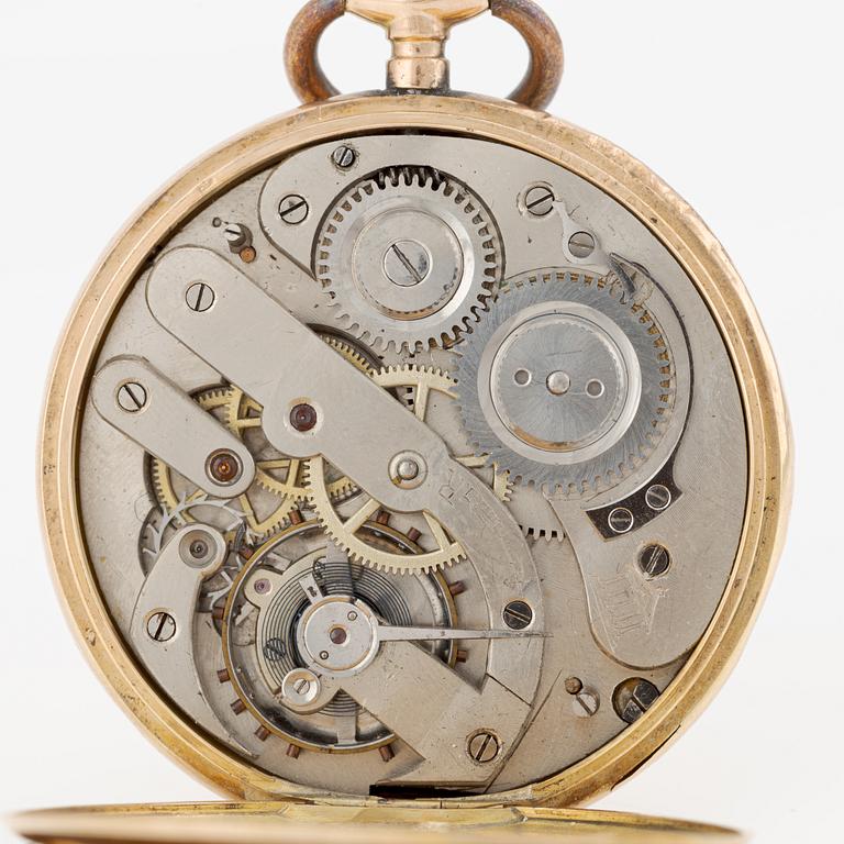 Pocket watch, 14K gold, hunter-case, 49.8 mm.