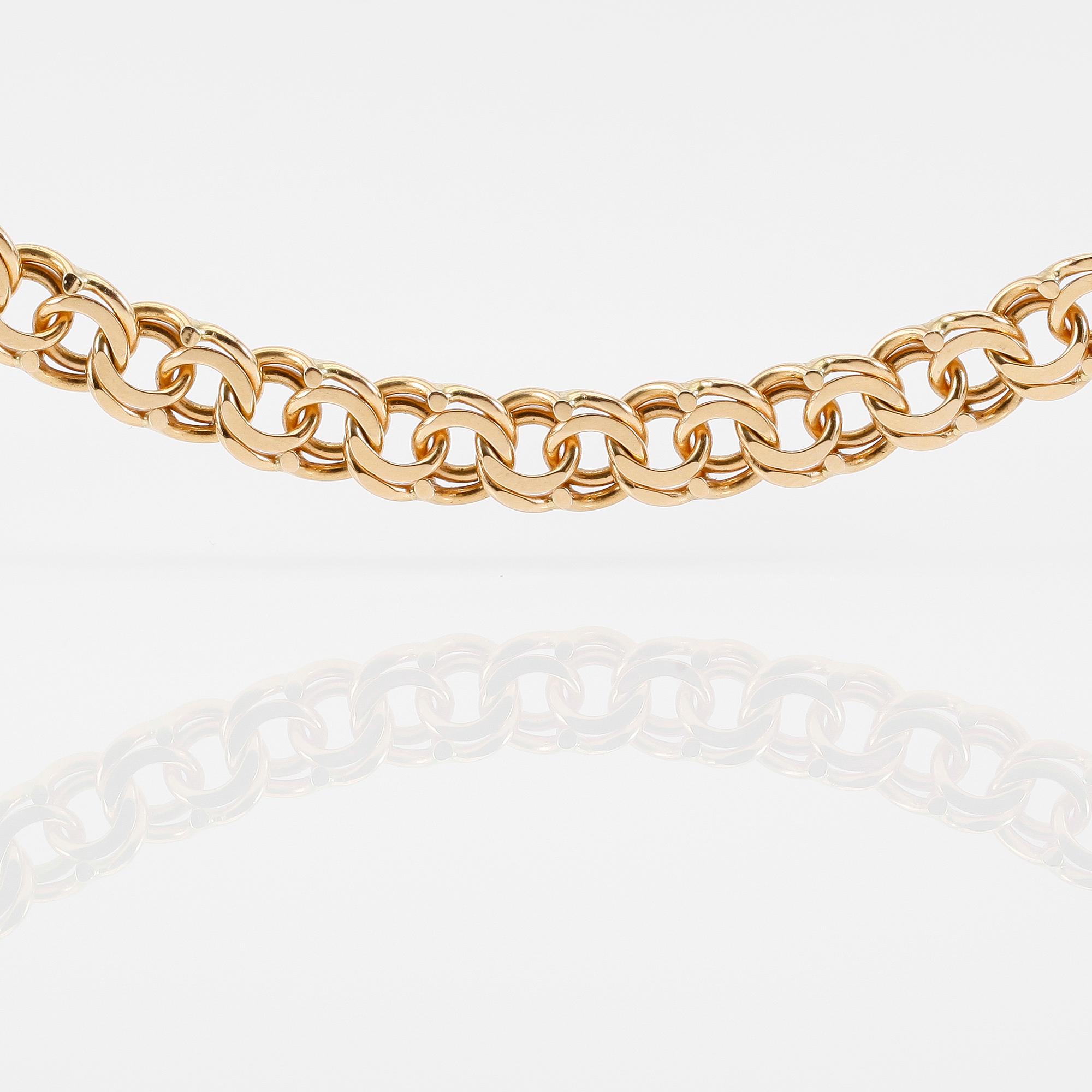 COLLIER, 18K guld, svenska stämplar Joans, bismarcklänk. Vikt ca 105 gram.