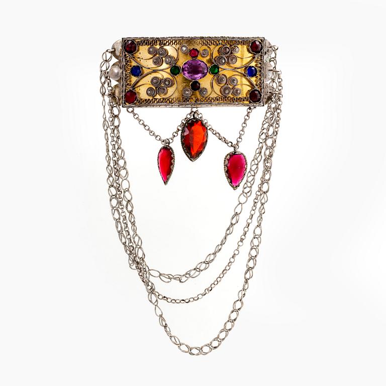 A silver and plated gold folklore jewellery by Axel Gabriel Estberg hallmarked 1842.