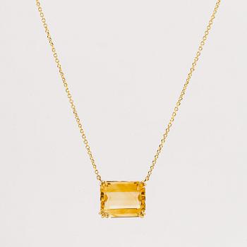 Emerald-cut citrine necklace.