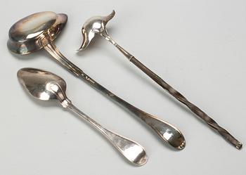 SERVERINGSBESTICK, 3 delar, silver, 1800-tal.