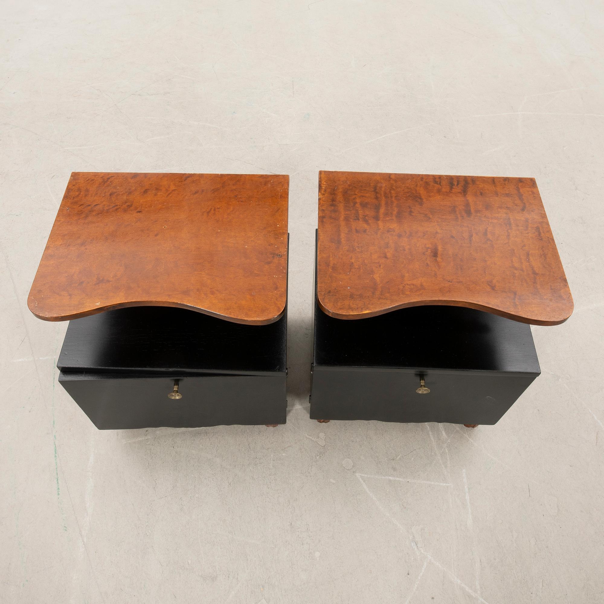 Bedside tables, a pair, 1940s.