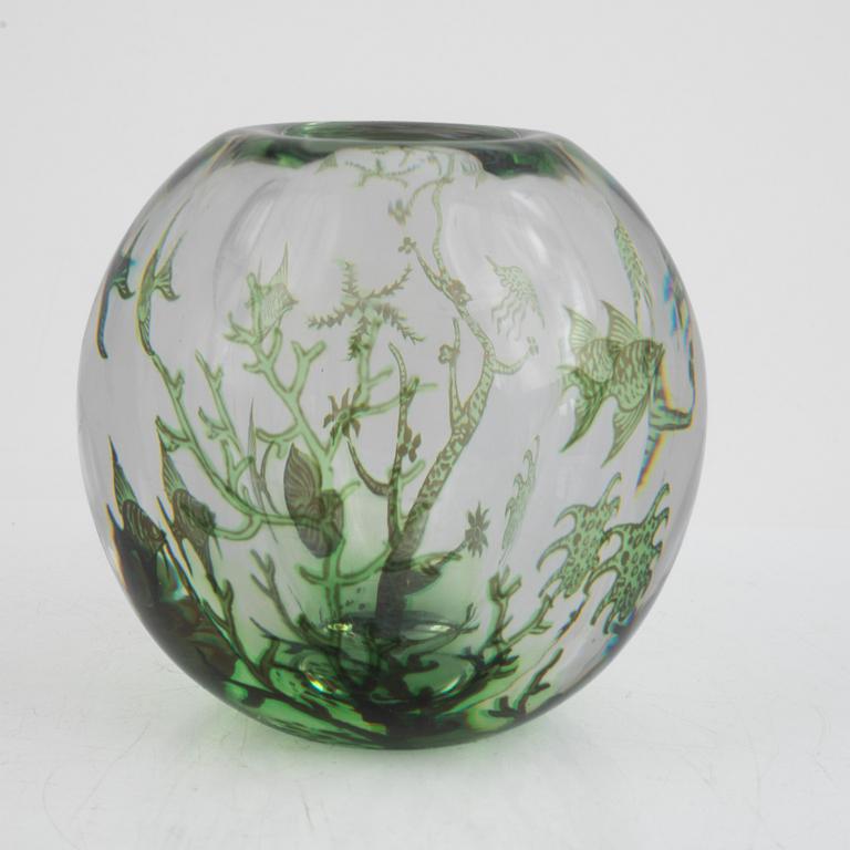 Edward Hald, a glass vase, "Fiskgraal", Orrefors, Sweden.